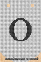 A simulated image of the stitched needlepoint design: Banner 13m Curved O Black on White. Not A.I. generated.