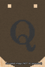 A simulated image of the stitched needlepoint design: Banner 13m Curved Q Black on Brown. Not A.I. generated.