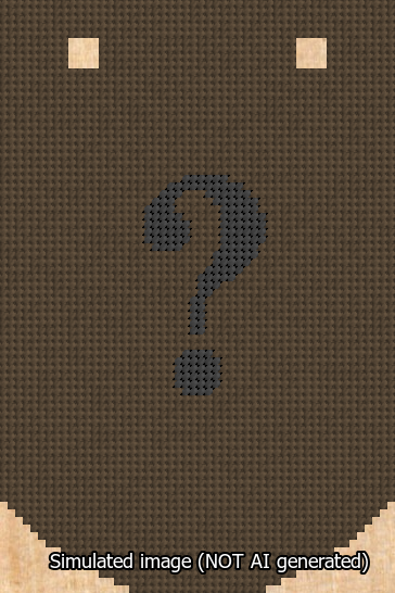 A simulated image of the stitched needlepoint design: Banner 13m Curved Question Black on Brown. Not A.I. generated.