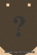 A simulated image of the stitched needlepoint design: Banner 13m Curved Question Black on Brown. Not A.I. generated.