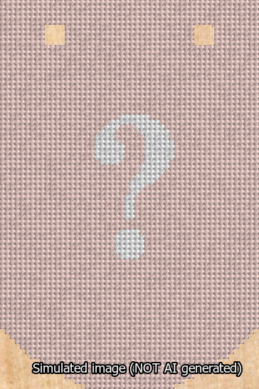 A simulated image of the stitched needlepoint design: Banner 13m Curved Question White on Pink. Not A.I. generated.