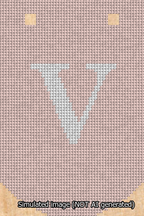 A simulated image of the stitched needlepoint design: Banner 13m Curved V White on Pink. Not A.I. generated.