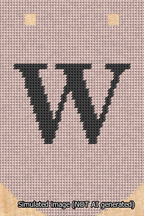 A simulated image of the stitched needlepoint design: Banner 13m Curved W Black on Pink. Not A.I. generated.