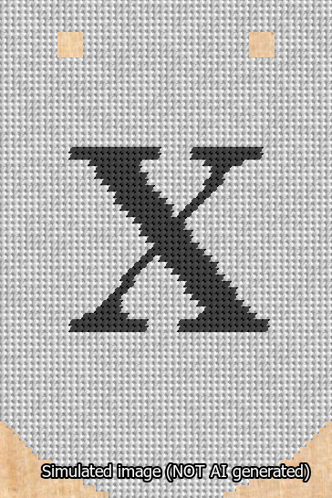 A simulated image of the stitched needlepoint design: Banner 13m Curved X Black on White. Not A.I. generated.