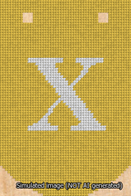 A simulated image of the stitched needlepoint design: Banner 13m Curved X White on Yellow. Not A.I. generated.