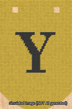A simulated image of the stitched needlepoint design: Banner 13m Curved Y Black on Yellow. Not A.I. generated.