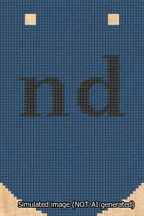 A simulated image of the stitched needlepoint design: Banner 13m Curved nd Black on Blue. Not A.I. generated.
