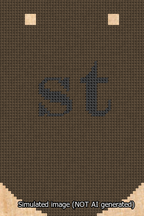 A simulated image of the stitched needlepoint design: Banner 13m Curved st Black on Brown. Not A.I. generated.