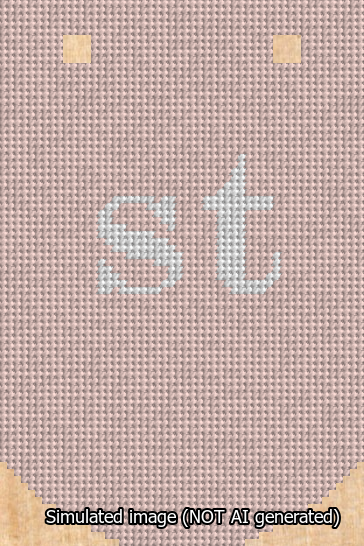 A simulated image of the stitched needlepoint design: Banner 13m Curved st White on Pink. Not A.I. generated.