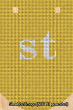 A simulated image of the stitched needlepoint design: Banner 13m Curved st White on Yellow. Not A.I. generated.