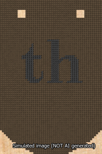 A simulated image of the stitched needlepoint design: Banner 13m Curved th Black on Brown. Not A.I. generated.
