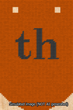 A simulated image of the stitched needlepoint design: Banner 13m Curved th Black on Orange. Not A.I. generated.