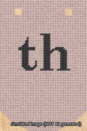 A simulated image of the stitched needlepoint design: Banner 13m Curved th Black on Pink. Not A.I. generated.
