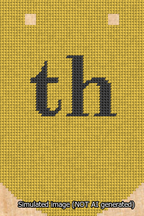 A simulated image of the stitched needlepoint design: Banner 13m Curved th Black on Yellow. Not A.I. generated.