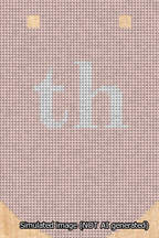 A simulated image of the stitched needlepoint design: Banner 13m Curved th White on Pink. Not A.I. generated.