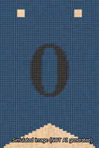 A simulated image of the stitched needlepoint design: Banner 13m Forked 0 Black on Blue. Not A.I. generated.