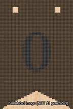 A simulated image of the stitched needlepoint design: Banner 13m Forked 0 Black on Brown. Not A.I. generated.