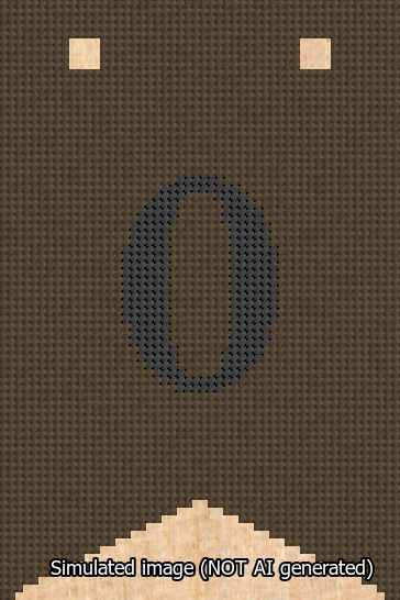 A simulated image of the stitched needlepoint design: Banner 13m Forked 0 Black on Brown. Not A.I. generated.