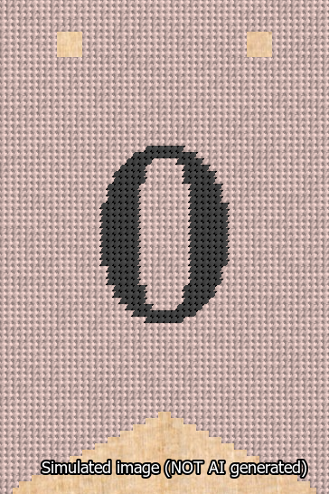 A simulated image of the stitched needlepoint design: Banner 13m Forked 0 Black on Pink. Not A.I. generated.