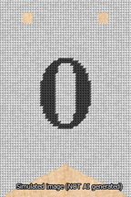A simulated image of the stitched needlepoint design: Banner 13m Forked 0 Black on White. Not A.I. generated.