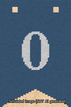 A simulated image of the stitched needlepoint design: Banner 13m Forked 0 White on Blue. Not A.I. generated.