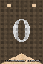 A simulated image of the stitched needlepoint design: Banner 13m Forked 0 White on Brown. Not A.I. generated.