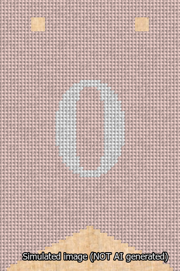 A simulated image of the stitched needlepoint design: Banner 13m Forked 0 White on Pink. Not A.I. generated.