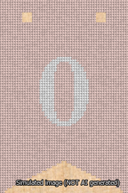 A simulated image of the stitched needlepoint design: Banner 13m Forked 0 White on Pink. Not A.I. generated.