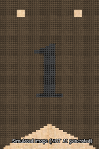 A simulated image of the stitched needlepoint design: Banner 13m Forked 1 Black on Brown. Not A.I. generated.