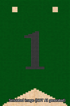 A simulated image of the stitched needlepoint design: Banner 13m Forked 1 Black on Green. Not A.I. generated.