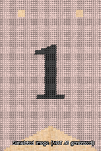 A simulated image of the stitched needlepoint design: Banner 13m Forked 1 Black on Pink. Not A.I. generated.