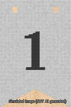 A simulated image of the stitched needlepoint design: Banner 13m Forked 1 Black on White. Not A.I. generated.