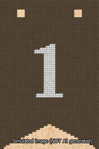A simulated image of the stitched needlepoint design: Banner 13m Forked 1 White on Brown. Not A.I. generated.