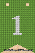 A simulated image of the stitched needlepoint design: Banner 13m Forked 1 White on Light Green. Not A.I. generated.