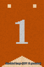 A simulated image of the stitched needlepoint design: Banner 13m Forked 1 White on Orange. Not A.I. generated.