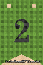 A simulated image of the stitched needlepoint design: Banner 13m Forked 2 Black on Light Green. Not A.I. generated.