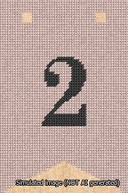 A simulated image of the stitched needlepoint design: Banner 13m Forked 2 Black on Pink. Not A.I. generated.