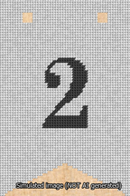 A simulated image of the stitched needlepoint design: Banner 13m Forked 2 Black on White. Not A.I. generated.