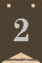 A simulated image of the stitched needlepoint design: Banner 13m Forked 2 White on Brown. Not A.I. generated.