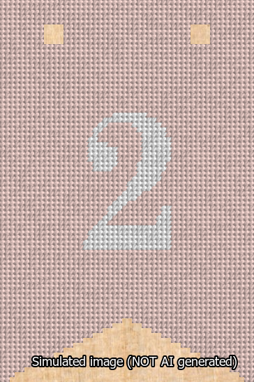 A simulated image of the stitched needlepoint design: Banner 13m Forked 2 White on Pink. Not A.I. generated.