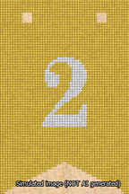 A simulated image of the stitched needlepoint design: Banner 13m Forked 2 White on Yellow. Not A.I. generated.