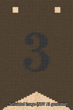 A simulated image of the stitched needlepoint design: Banner 13m Forked 3 Black on Brown. Not A.I. generated.