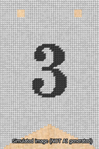A simulated image of the stitched needlepoint design: Banner 13m Forked 3 Black on White. Not A.I. generated.