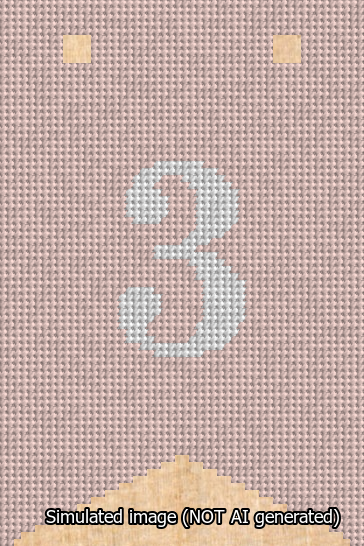 A simulated image of the stitched needlepoint design: Banner 13m Forked 3 White on Pink. Not A.I. generated.
