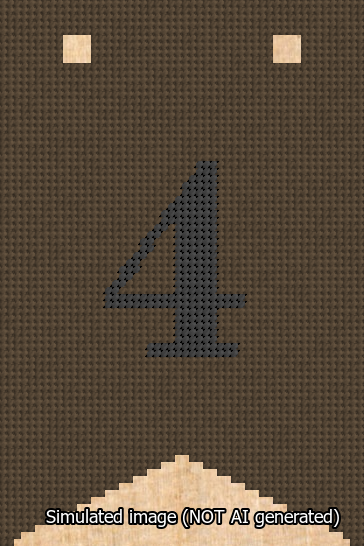 A simulated image of the stitched needlepoint design: Banner 13m Forked 4 Black on Brown. Not A.I. generated.