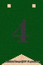 A simulated image of the stitched needlepoint design: Banner 13m Forked 4 Black on Green. Not A.I. generated.