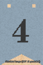 A simulated image of the stitched needlepoint design: Banner 13m Forked 4 Black on Light Blue. Not A.I. generated.