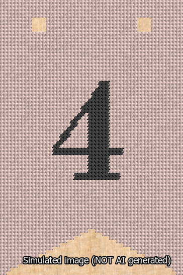 A simulated image of the stitched needlepoint design: Banner 13m Forked 4 Black on Pink. Not A.I. generated.