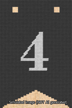 A simulated image of the stitched needlepoint design: Banner 13m Forked 4 White on Black. Not A.I. generated.