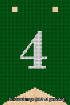 A simulated image of the stitched needlepoint design: Banner 13m Forked 4 White on Green. Not A.I. generated.
